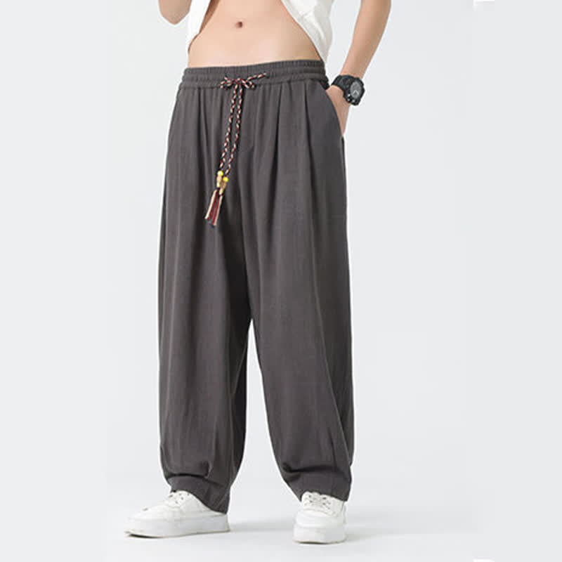 Nimara Ritual Summer Drawstring Ankle Length Solid Color Men's Straight Leg Pants