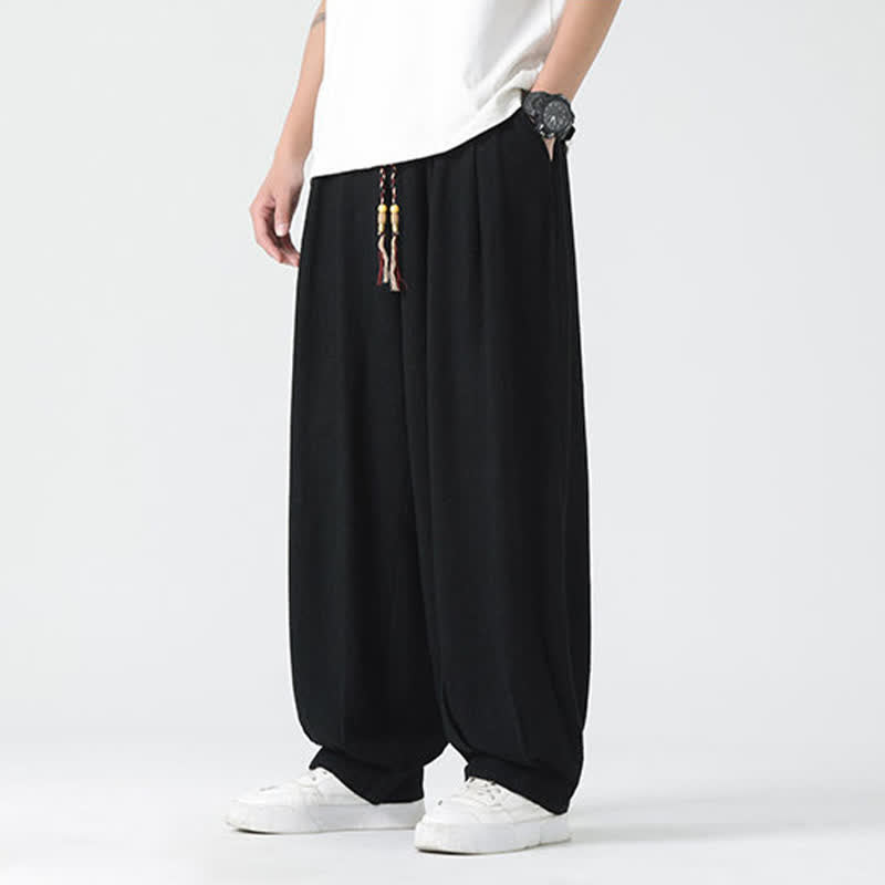 Nimara Ritual Summer Drawstring Ankle Length Solid Color Men's Straight Leg Pants
