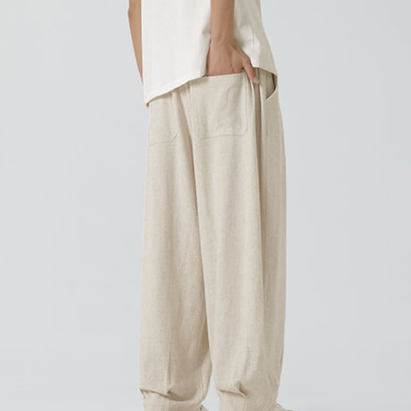 Nimara Ritual Summer Drawstring Ankle Length Solid Color Men's Straight Leg Pants