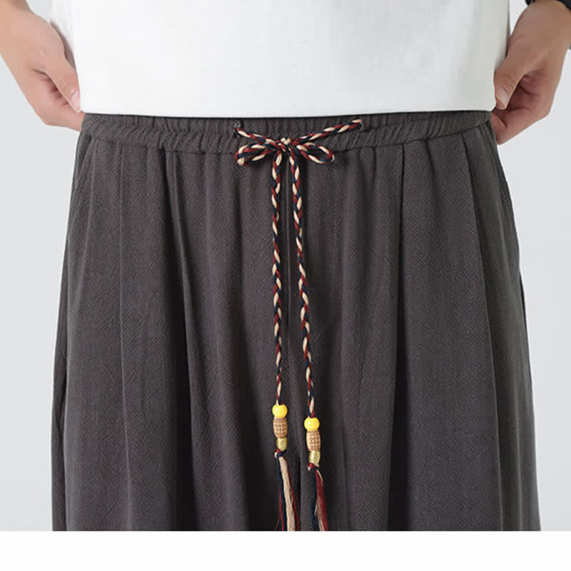 Nimara Ritual Summer Drawstring Ankle Length Solid Color Men's Straight Leg Pants