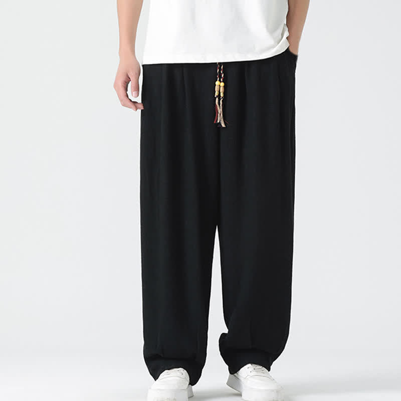 Nimara Ritual Summer Drawstring Ankle Length Solid Color Men's Straight Leg Pants