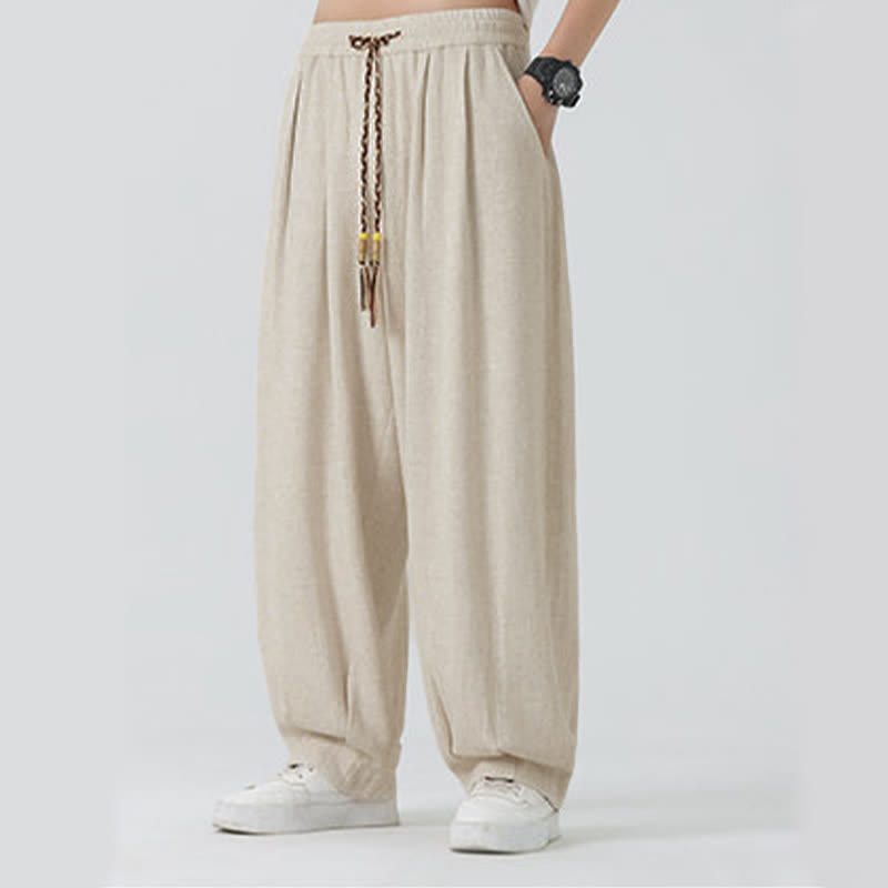 Nimara Ritual Summer Drawstring Ankle Length Solid Color Men's Straight Leg Pants
