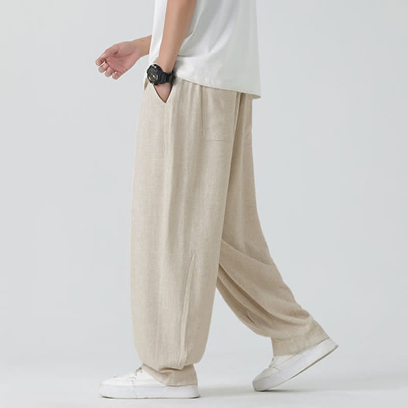 Nimara Ritual Summer Drawstring Ankle Length Solid Color Men's Straight Leg Pants