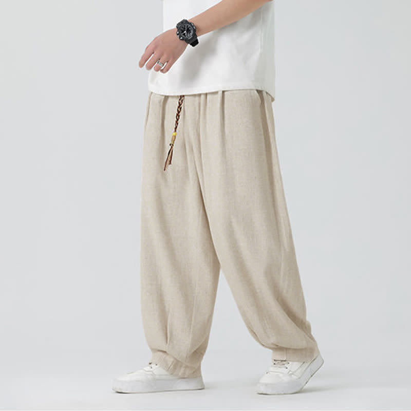 Nimara Ritual Summer Drawstring Ankle Length Solid Color Men's Straight Leg Pants