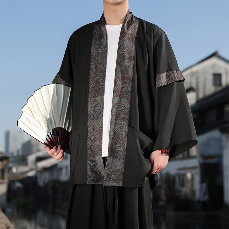 Nimara Ritual Summer Casual Zen Lapel Collar Men's Elbow-Length Sleeve Kimono
