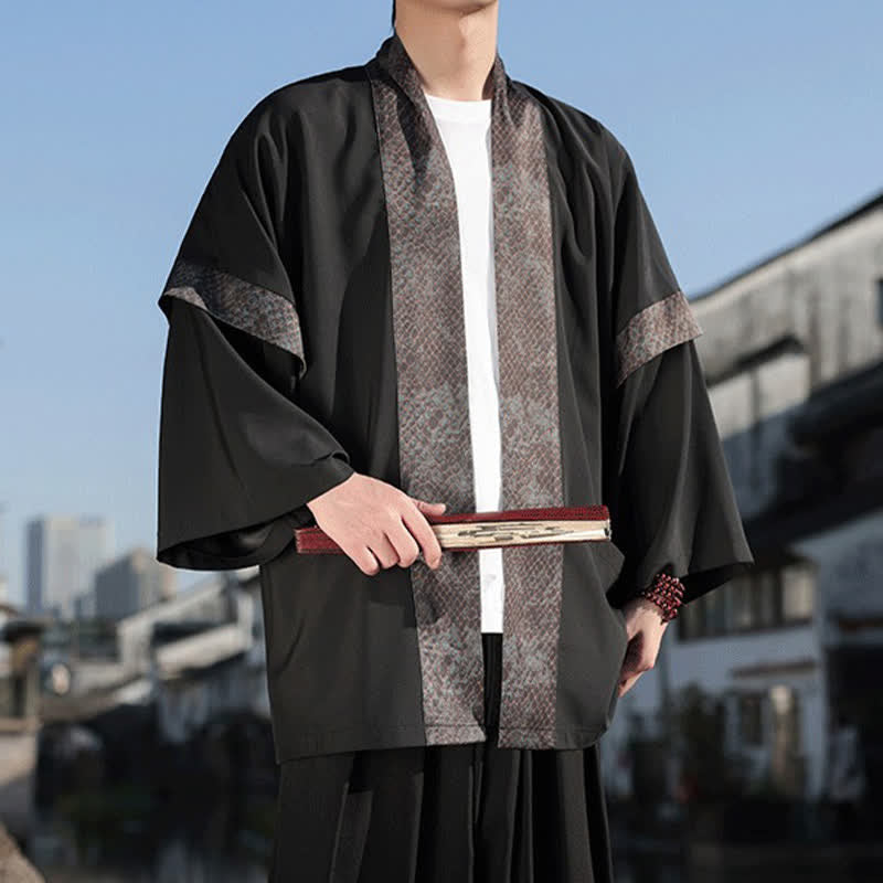 Nimara Ritual Summer Casual Zen Lapel Collar Men's Elbow-Length Sleeve Kimono