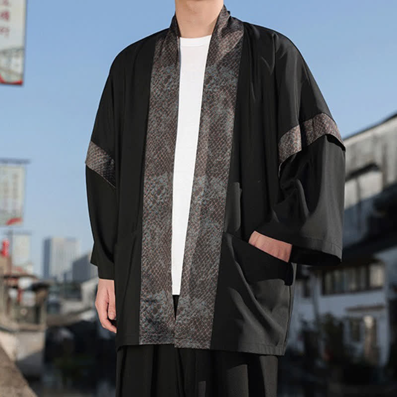 Nimara Ritual Summer Casual Zen Lapel Collar Men's Elbow-Length Sleeve Kimono