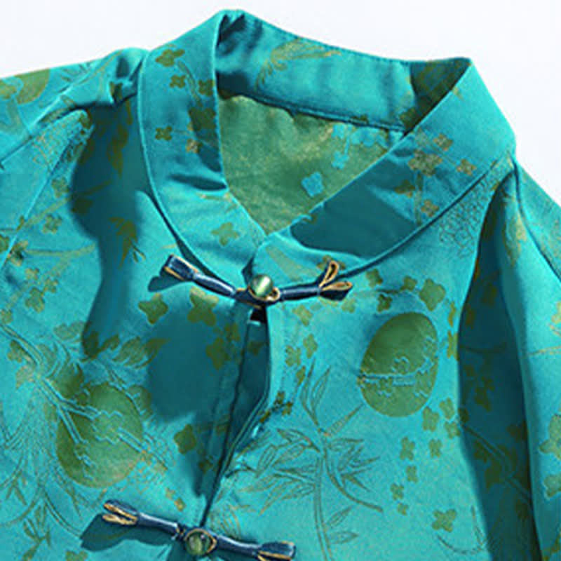 Nimara Ritual Summer Vintage Elegant Mandarin Collar Gold Cloud Pattern Elbow Sleeve Men's Shirt