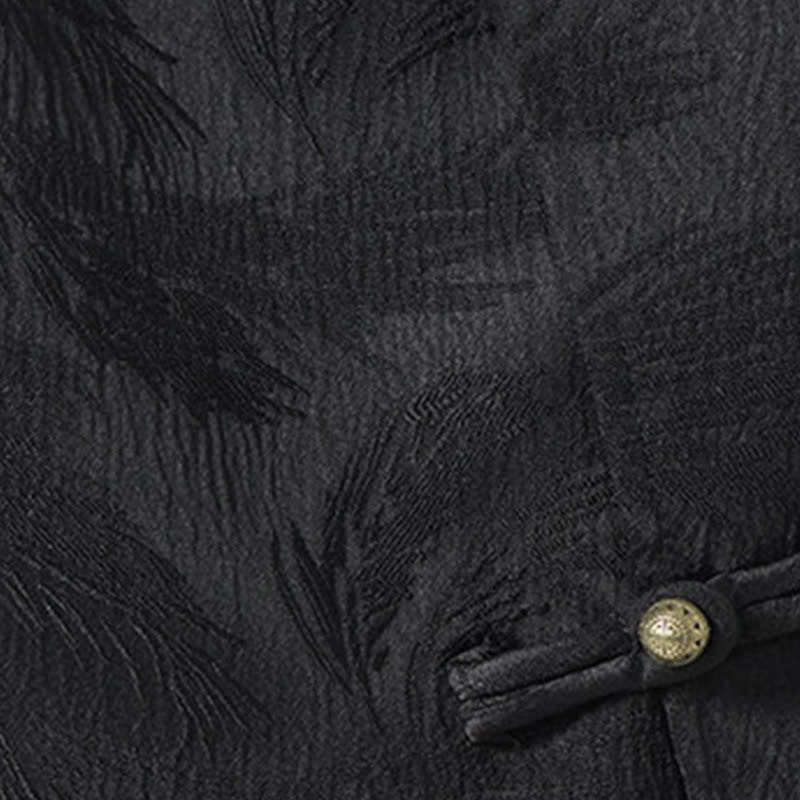 Nimara Ritual Summer Mandarin Collar Textured Jacquard Men's Elbow Sleeve Shirt