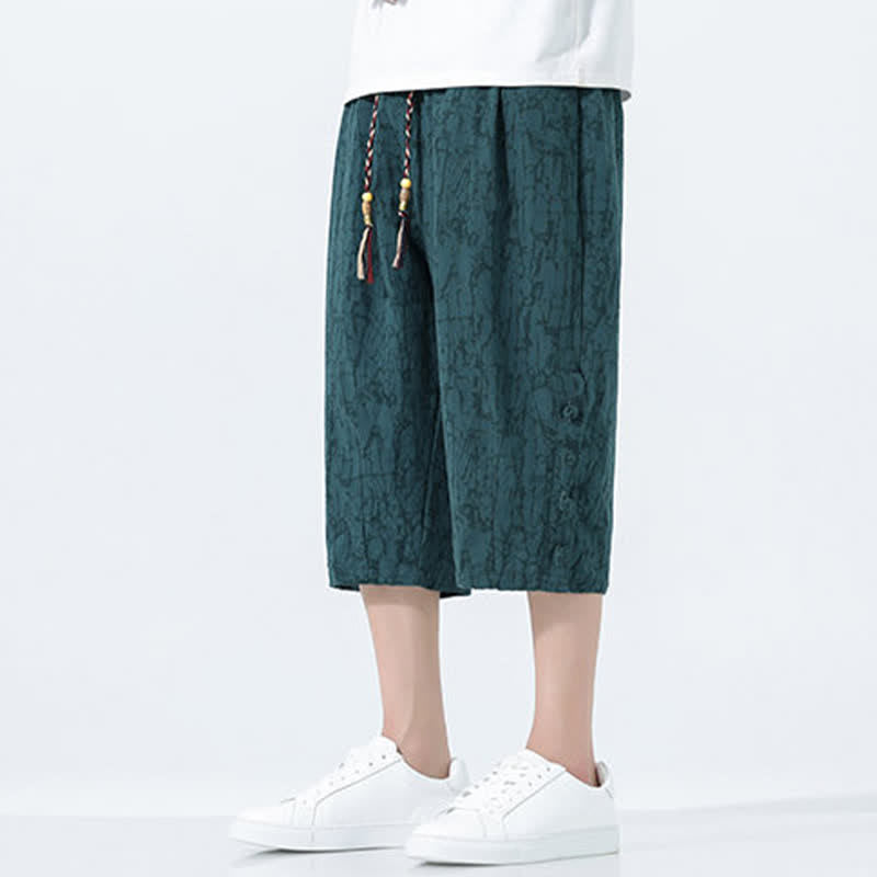 Nimara Ritual Summer Drawstring Elastic Waist Men's Capri Tapered Pants
