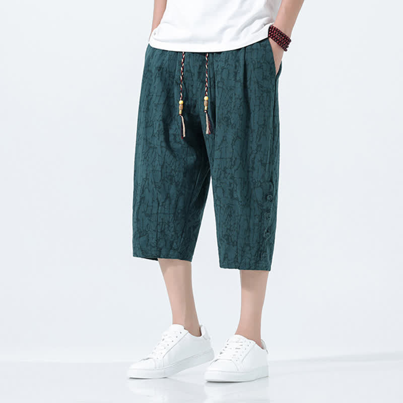 Nimara Ritual Summer Drawstring Elastic Waist Men's Capri Tapered Pants