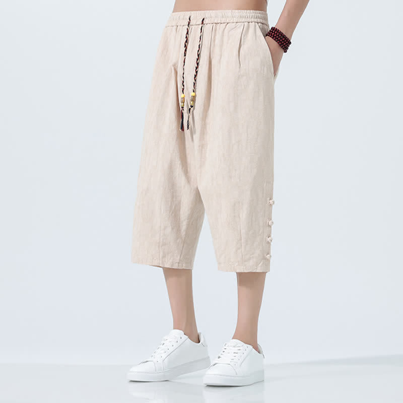 Nimara Ritual Summer Drawstring Elastic Waist Men's Capri Tapered Pants