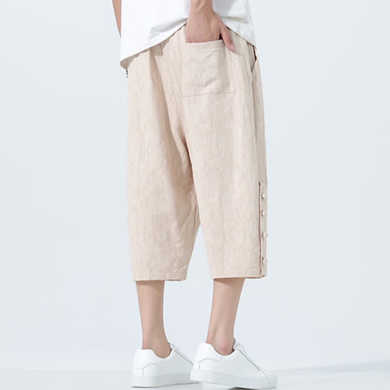 Nimara Ritual Summer Drawstring Elastic Waist Men's Capri Tapered Pants