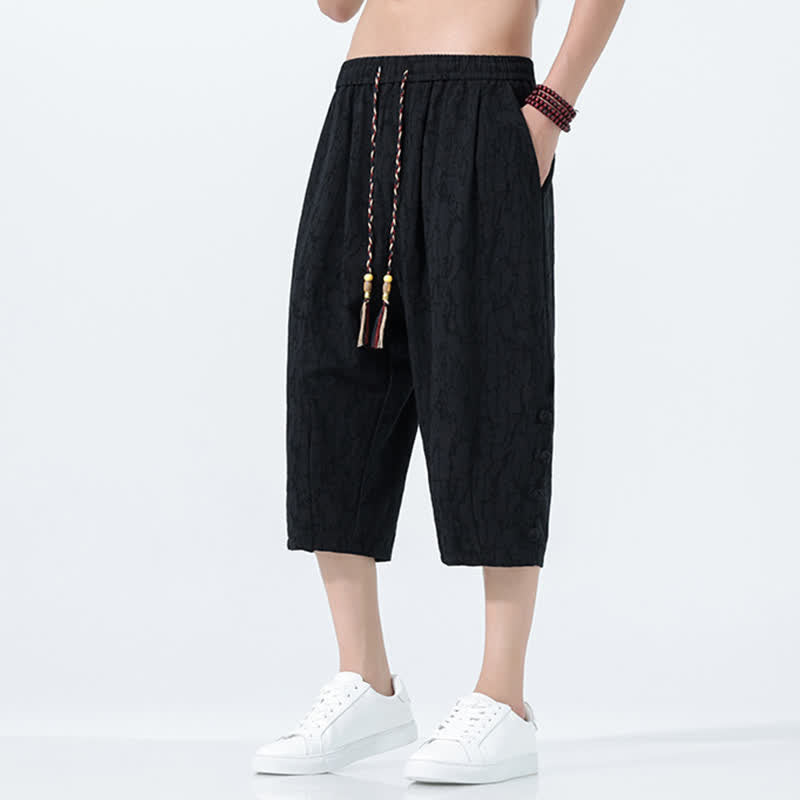 Nimara Ritual Summer Drawstring Elastic Waist Men's Capri Tapered Pants