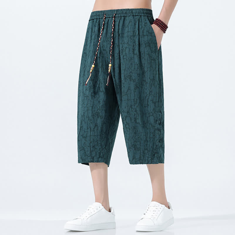 Nimara Ritual Summer Drawstring Elastic Waist Men's Capri Tapered Pants