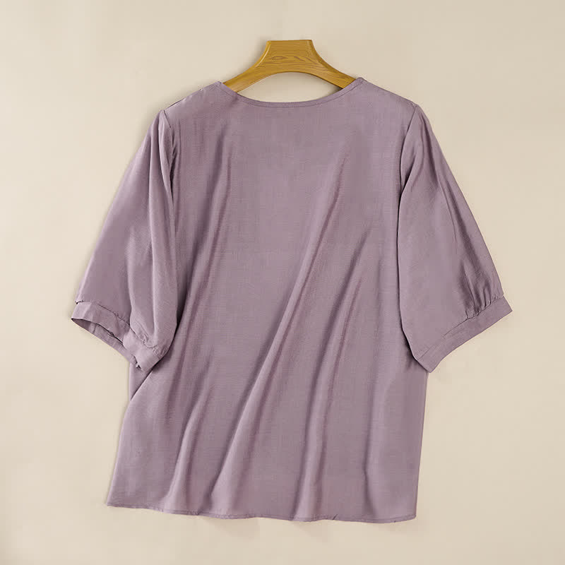Nimara Ritual Spring Boho Embroidered Elbow-Length Sleeve Women's T-Shirts