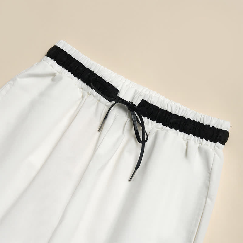 Nimara Ritual Commute Drawstring Cotton Cropped Women's Wide Leg Pants With Pockets