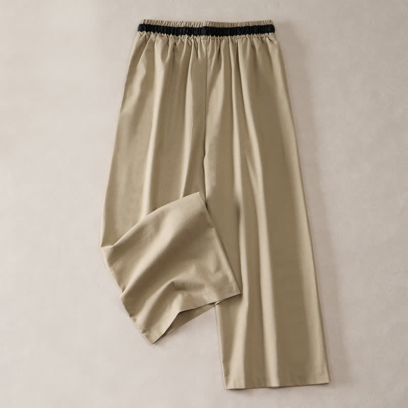 Nimara Ritual Commute Drawstring Cotton Cropped Women's Wide Leg Pants With Pockets