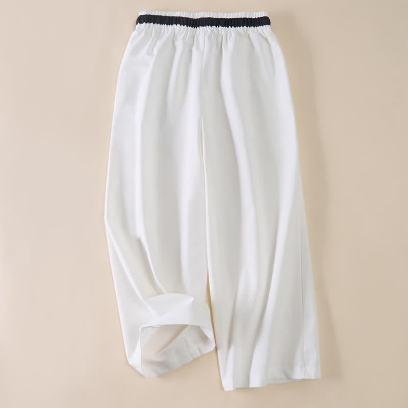 Nimara Ritual Commute Drawstring Cotton Cropped Women's Wide Leg Pants With Pockets