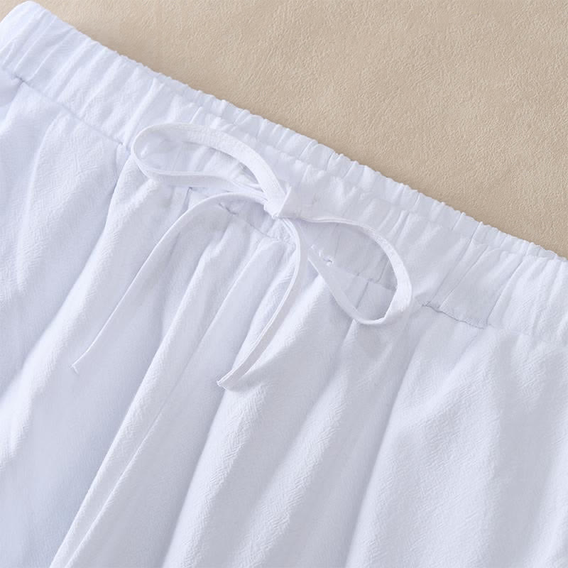 Nimara Ritual Summer Lace-trimmed Hem Solid Color Women's Tapered Pants With Pockets