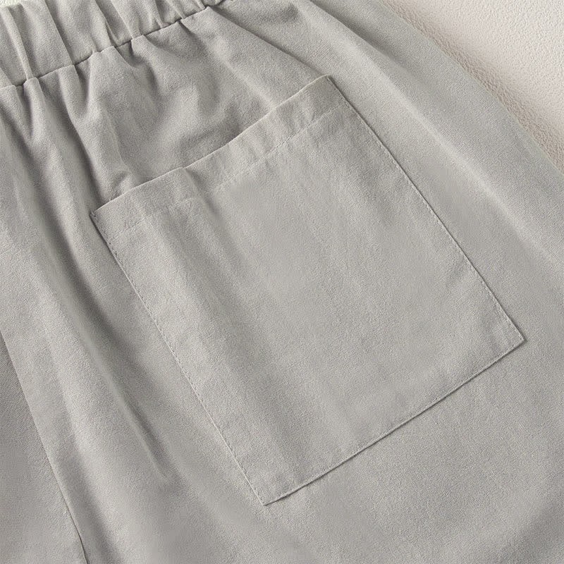 Nimara Ritual Summer Lace-trimmed Hem Solid Color Women's Tapered Pants With Pockets