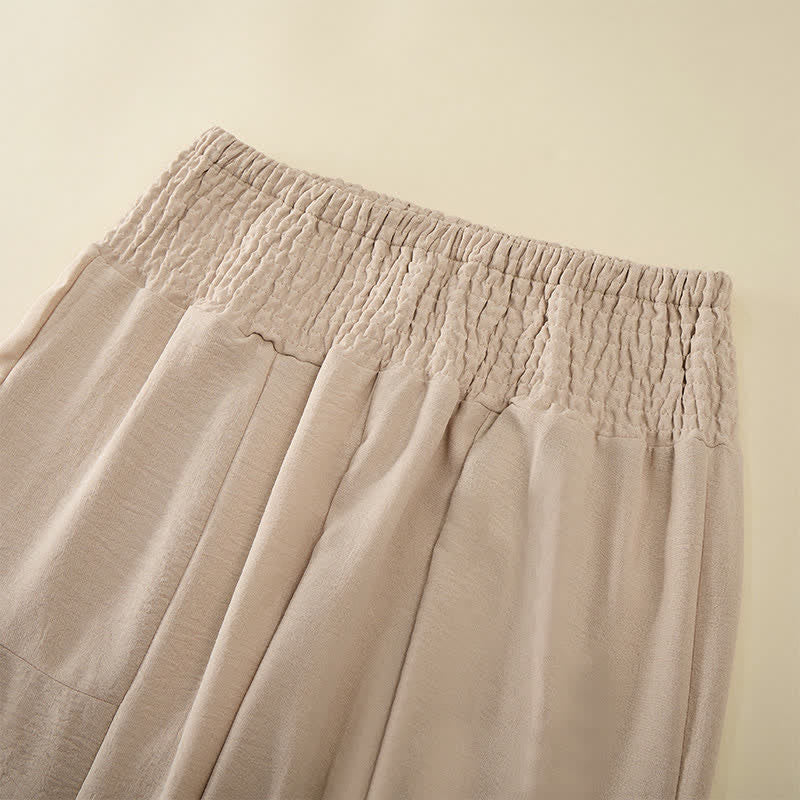 Nimara Ritual Women's Summer High Elastic Waist Full Length Wide Leg Pants