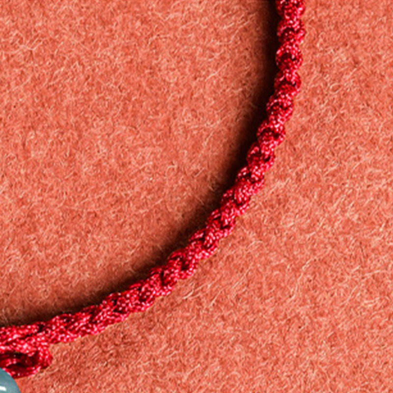 Nimara Ritual Jade Flower Luck Copper Coin Red String Bracelet