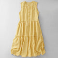 Nimara Ritual Crew Neck Sleeveless Plaid Summer Cotton Knee Length Dress