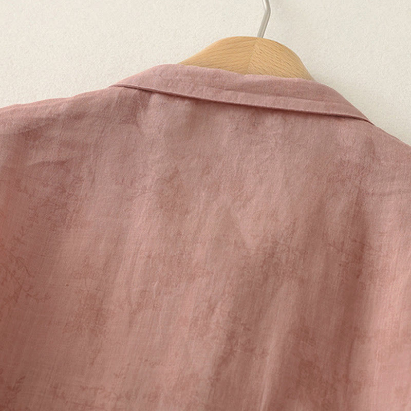 Nimara Ritual Stand Collar Embroidery Button Design Three Quarter Sleeve Summer Women's Shirt