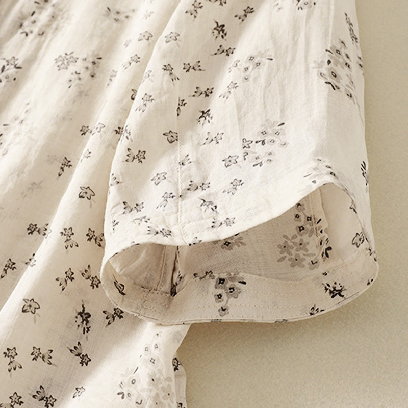 Nimara Ritual Casual Floral Print Pattern Three Quarter Sleeve Women's Buttons Shirt