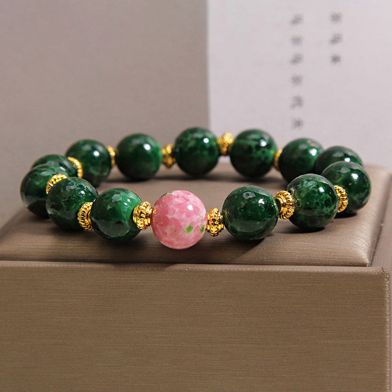 Nimara Ritual Green Liuli Glass Blessings Bracelet