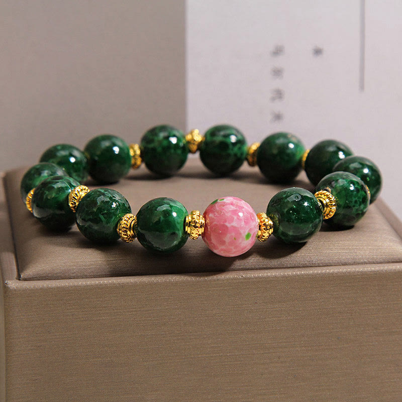 Nimara Ritual Green Liuli Glass Blessings Bracelet