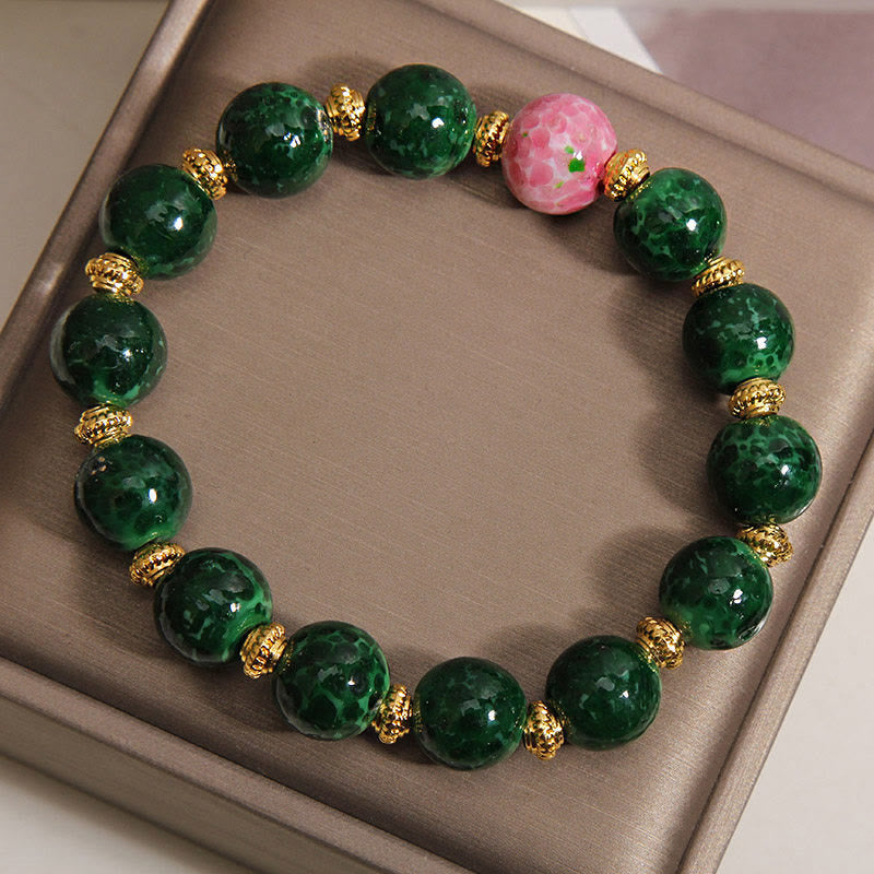 Nimara Ritual Green Liuli Glass Blessings Bracelet