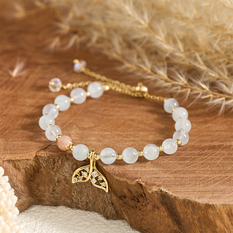 Nimara Ritual Natural Aquamarine Gold-Plated Copper Fish Tail Serenity Bracelet