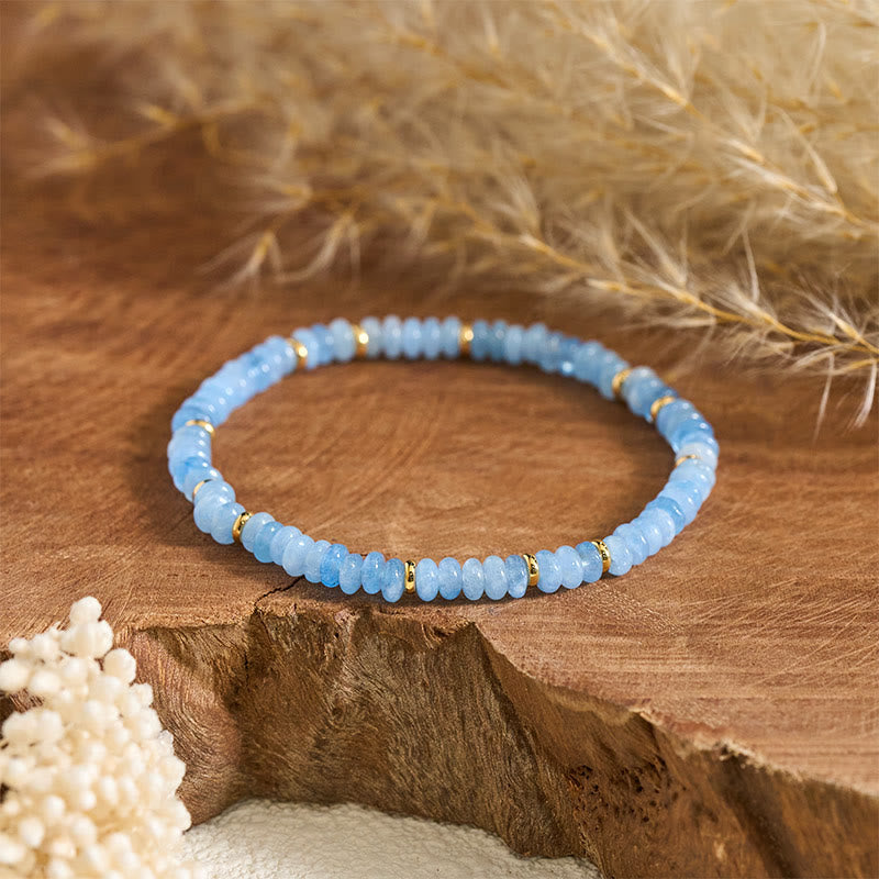 Serenity and Healing Natural Aquamarine Fine 4mm Bead Pearl Bracelet