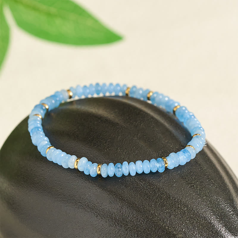 Serenity and Healing Natural Aquamarine Fine 4mm Bead Pearl Bracelet