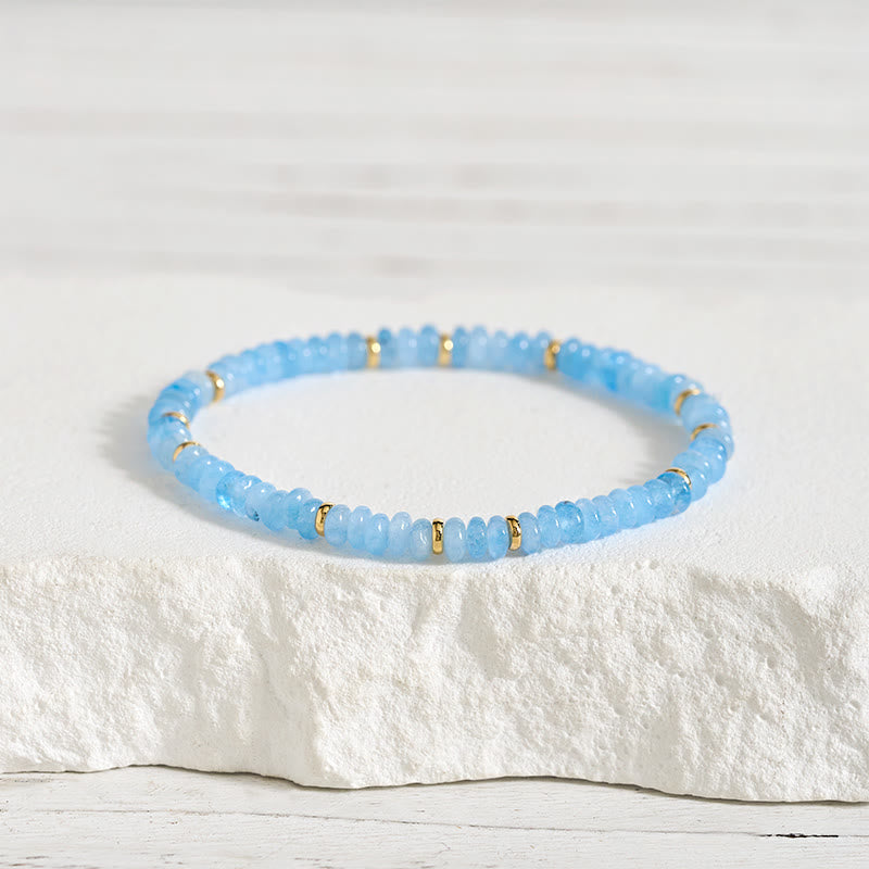 Serenity and Healing Natural Aquamarine Fine 4mm Bead Pearl Bracelet