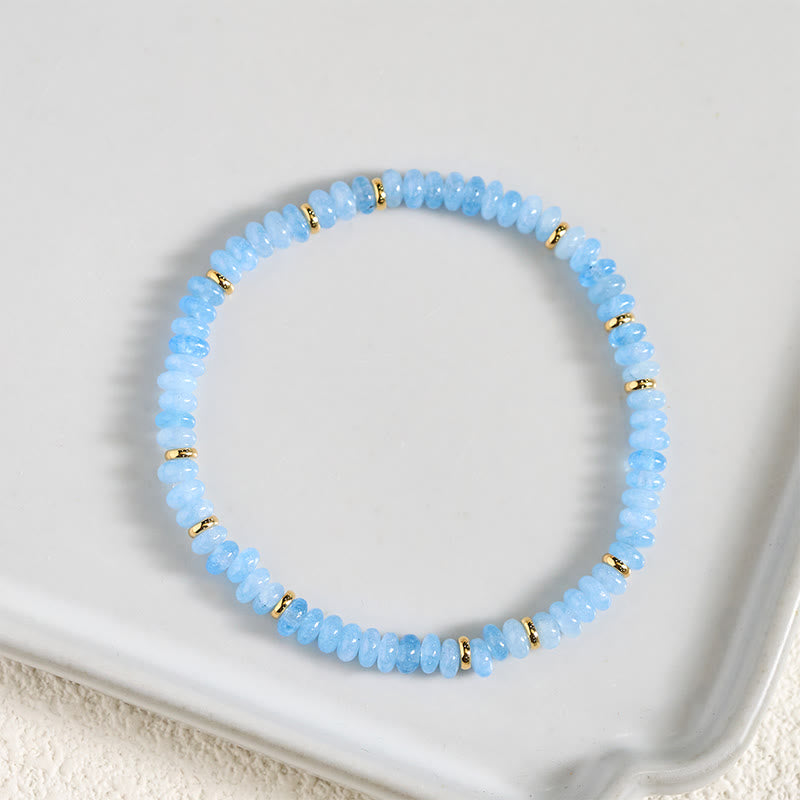 Nimara Ritual Natural Aquamarine Fine 4mm Bead Pearl Serenity Bracelet