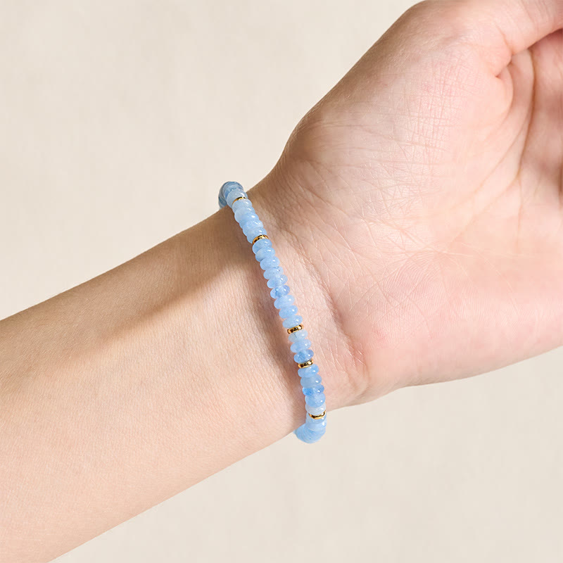 Nimara Ritual Natural Aquamarine Fine 4mm Bead Pearl Serenity Bracelet