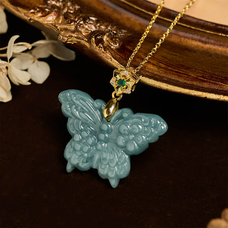 Nimara Ritual "FOR DEAREST MOTHER" Jade Butterfly Abundance Necklace Pendants Includes Gift Message Card