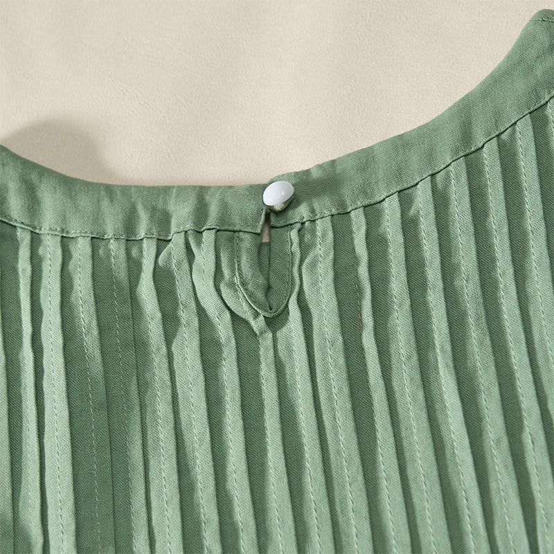 Nimara Ritual Summer Pintuck A Line Knee Length Women's Short Sleeve Dress With Tie Waist Bow