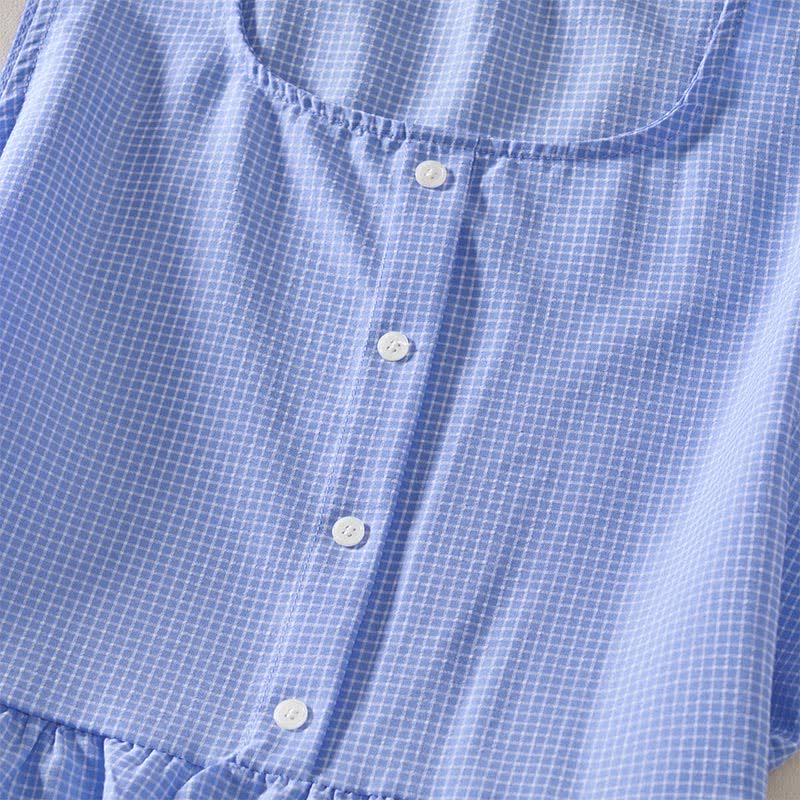 Nimara Ritual Summer Coral Gingham Sleeveless A Line Vacation Casual Knee Length Dress With Pockets