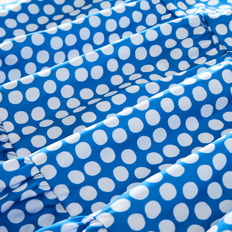 Nimara Ritual Summer Elegant Polka Dot A Line Ruffle Hem Short Sleeve Knee Length Dress
