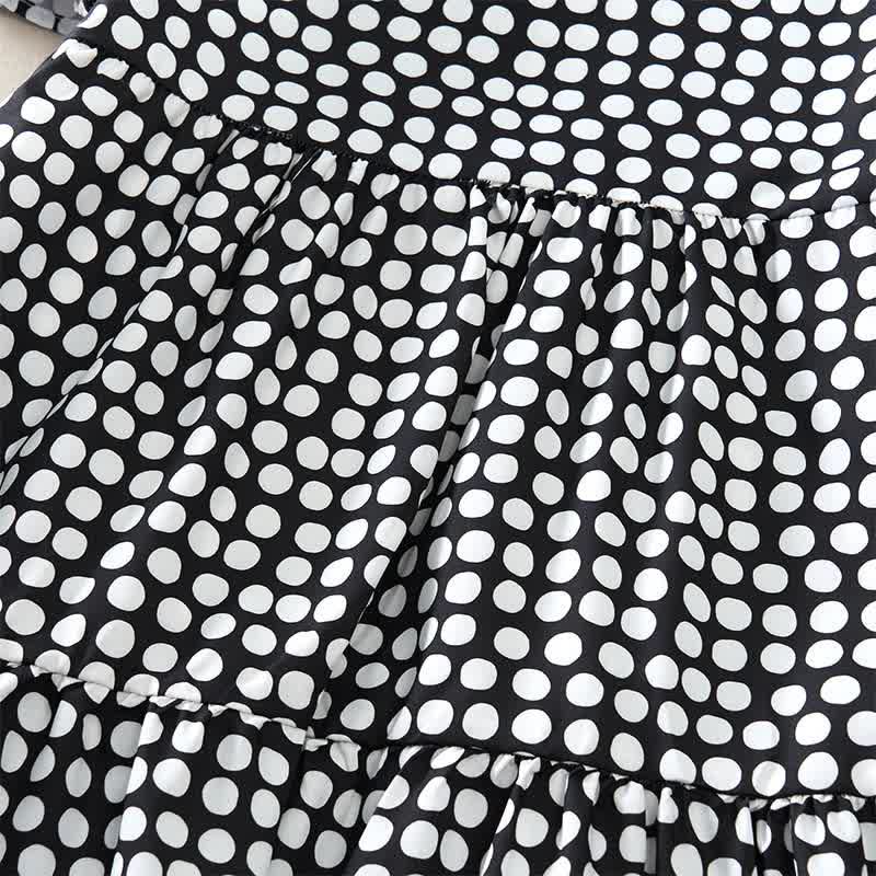 Nimara Ritual Summer Elegant Polka Dot A Line Ruffle Hem Short Sleeve Knee Length Dress