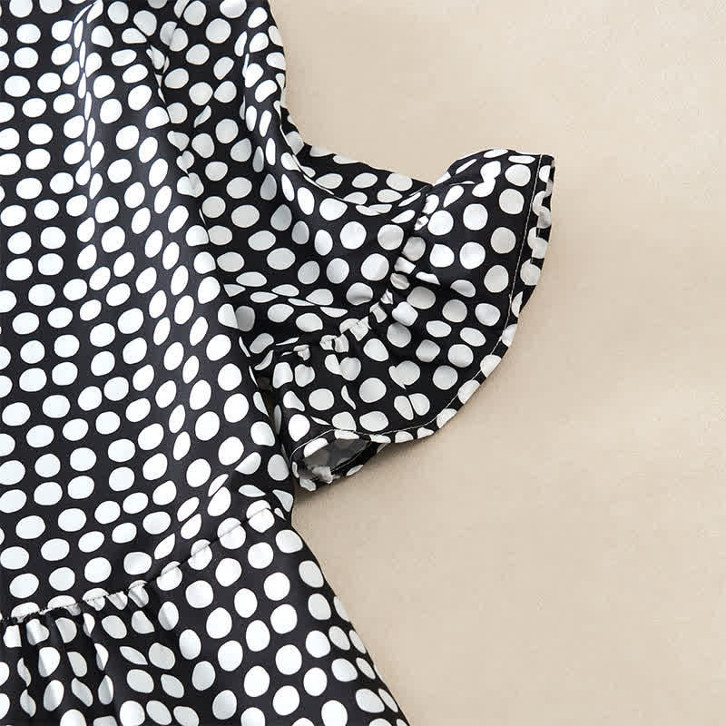 Nimara Ritual Summer Elegant Polka Dot A Line Ruffle Hem Short Sleeve Knee Length Dress
