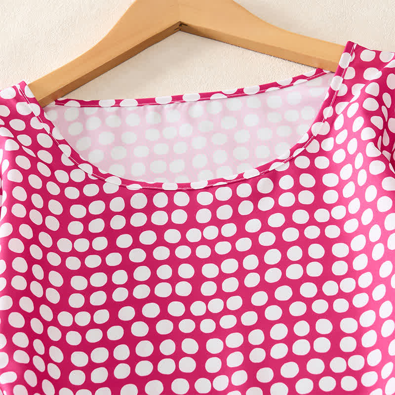 Nimara Ritual Summer Elegant Polka Dot A Line Ruffle Hem Short Sleeve Knee Length Dress