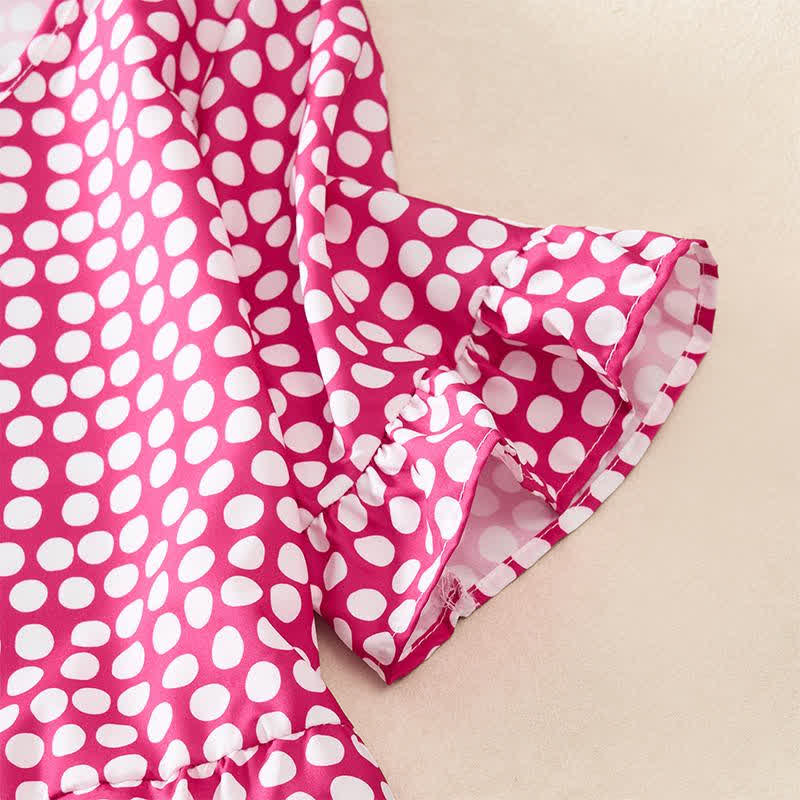 Nimara Ritual Summer Elegant Polka Dot A Line Ruffle Hem Short Sleeve Knee Length Dress