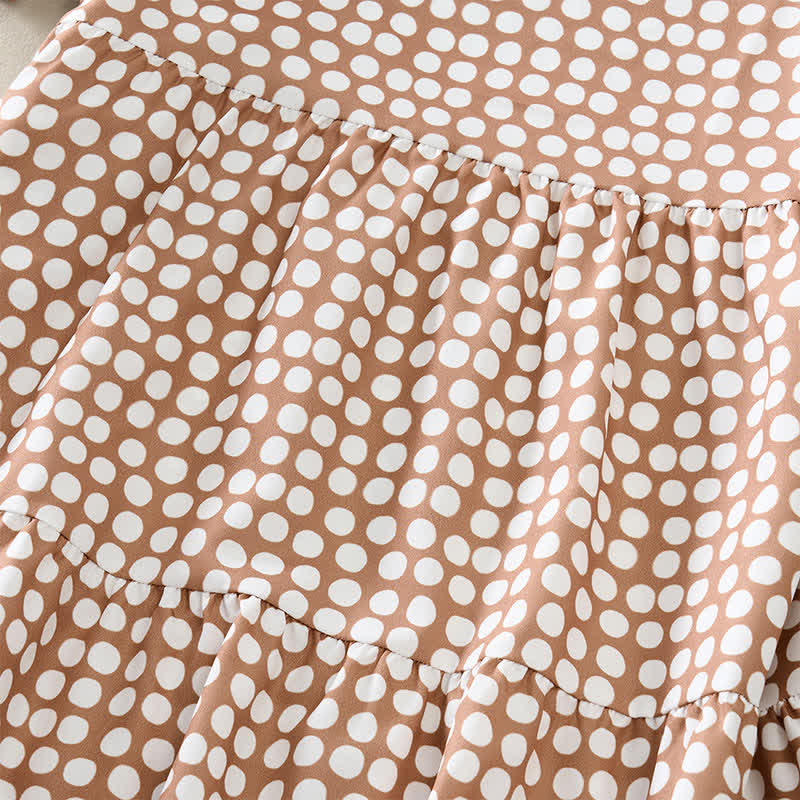 Nimara Ritual Summer Elegant Polka Dot A Line Ruffle Hem Short Sleeve Knee Length Dress