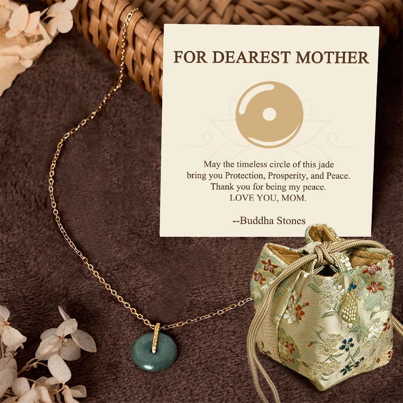 Nimara Ritual "FOR DEAREST MOTHER" Peace Buckle Jade 925 Sterling Silver Luck Necklace Pendants Includes Gift Message Card