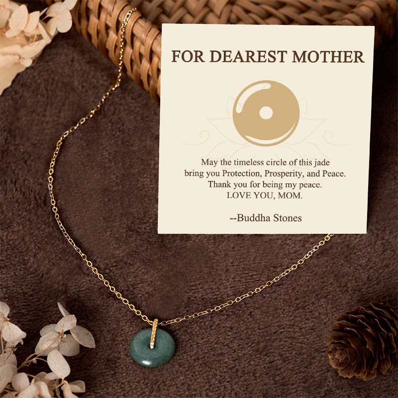 Nimara Ritual "FOR DEAREST MOTHER" Peace Buckle Jade 925 Sterling Silver Luck Necklace Pendants Includes Gift Message Card
